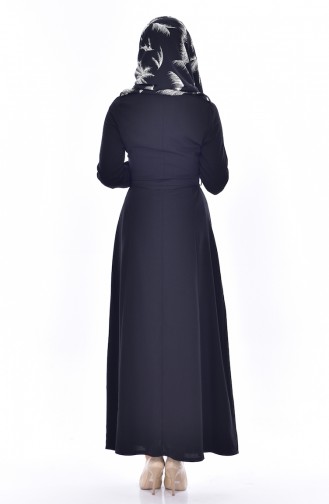 Hijab Mantel mit Druckknöpfen 8101-01 Schwarz 8101-01