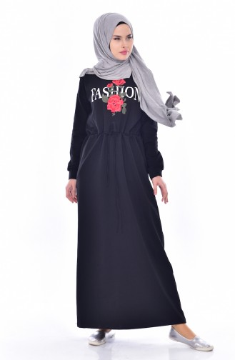 Schwarz Hijab Kleider 8117-04