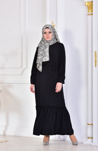 Geraftes Kleid 1002-04 Schwarz 1002-04