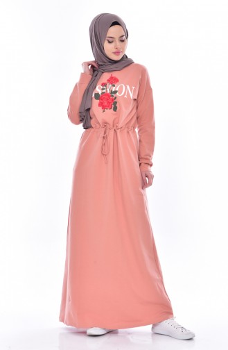 Salmon Hijab Dress 8117-03