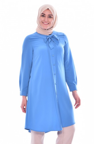 METEX Tie Collar Buttoned Tunic 1037-08 Turquoise 1037-08