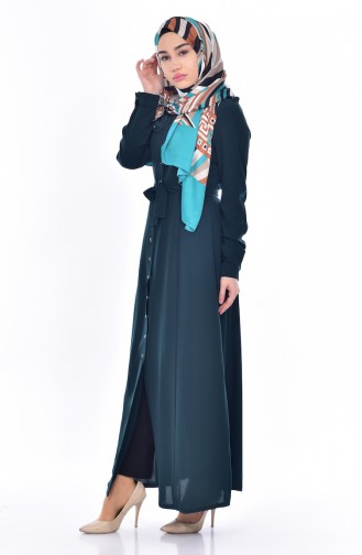 Hijab Mantel mit Druckknöpfen 8101-02 Smaragdgrün 8101-02