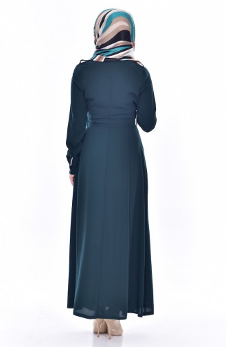 Hijab Mantel mit Druckknöpfen 8101-02 Smaragdgrün 8101-02