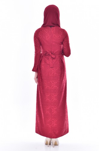Jacquard Kleid mit Halskette 5508-04 Weinrot 5508-04