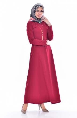 Claret Red Hijab Dress 0093-10