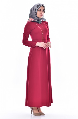 Claret Red Hijab Dress 0093-10