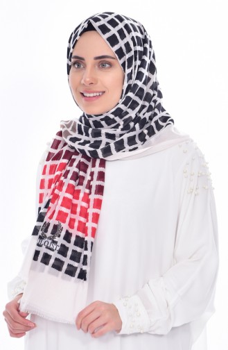 Square Patterned Cotton Shawl 503211-06 White 06