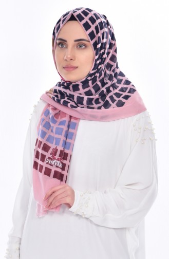Square Patterned Cotton Shawl 503211-08 Dried Rose 08
