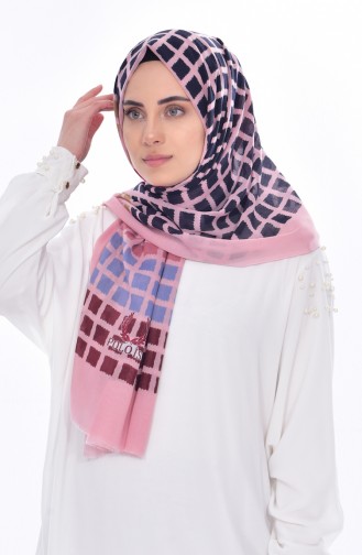 Square Patterned Cotton Shawl 503211-08 Dried Rose 08