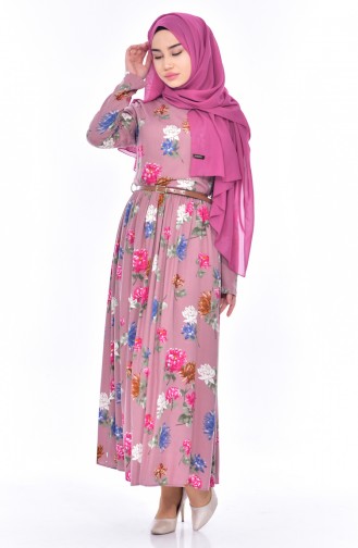 Dusty Rose Hijab Dress 9014-03