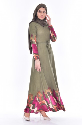 Khaki Hijab Dress 0236-01