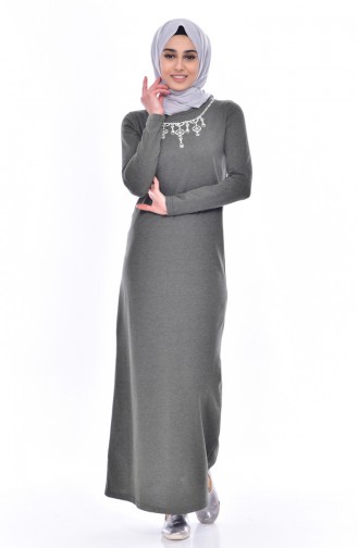 Khaki Hijab Kleider 2922-05