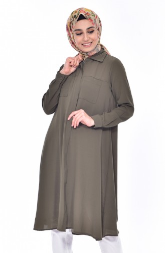 Gizli Fermuarlı Tunik 8124-06 Haki