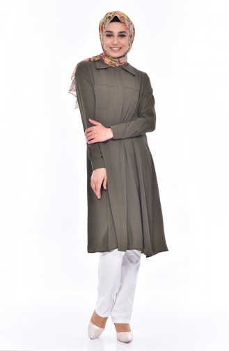 BWEST Hidden Zippered Tunic 8124-06 Khaki 8124-06