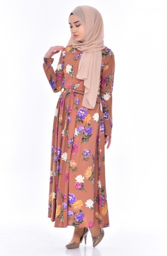 Brown Hijab Dress 9014-02
