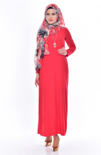 Rot Hijab Kleider 0214-03