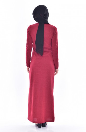 Gekämmte Baumwolles Kleid mit Stickerei 2876-06 Rot 2876-06
