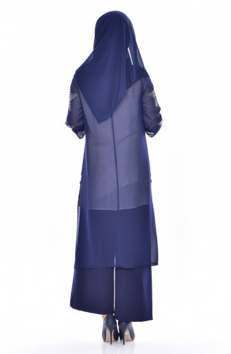 Ensemble 3 Pieces İmprimé de Pierre 8013-04 Bleu Marine 8013-04