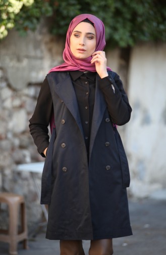 Double Breasted Trench Coat 2002-01 Navy Blue 2002-01