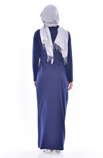 Navy Blue Hijab Dress 2922-02
