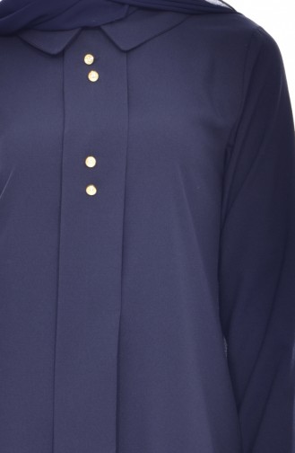 Shirt Collar Pleated Tunic 1162-02 Navy 1162-02