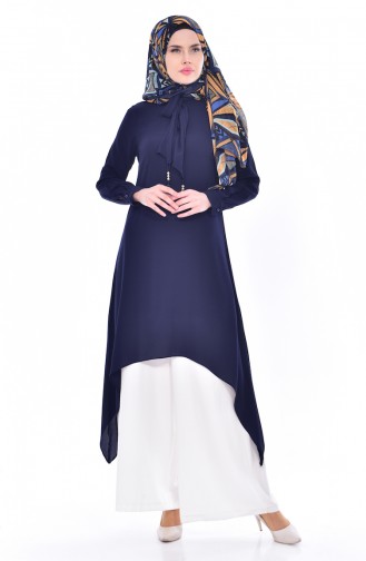 Tie Detailed Tunic 4876-02 Navy 4876-02