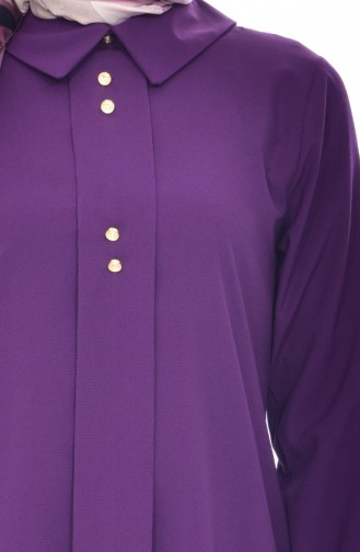 Shirt Collar Pleated Tunic 1162-03 Purple 1162-03