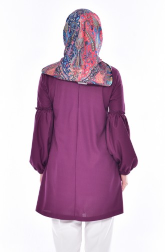 Kolu Büzgülü Tunik 3788-03 Mor