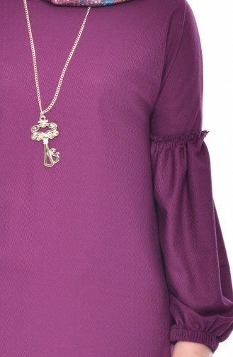 Kolu Büzgülü Tunik 3788-03 Mor