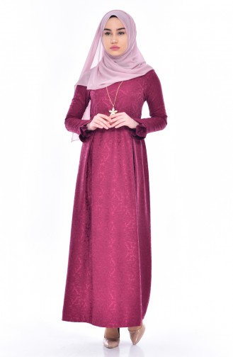 فستان الجاكار بتصميم مُزين بقلادة 5508-01 لون أرجواني 5508-01