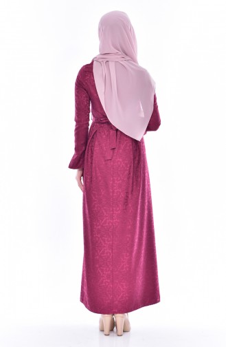 فستان الجاكار بتصميم مُزين بقلادة 5508-01 لون أرجواني 5508-01