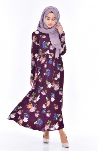 Plum Hijab Dress 9014-06
