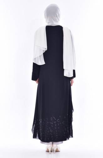 Abaya İmprimé de Pierre 35807-01 Noir 35807-01