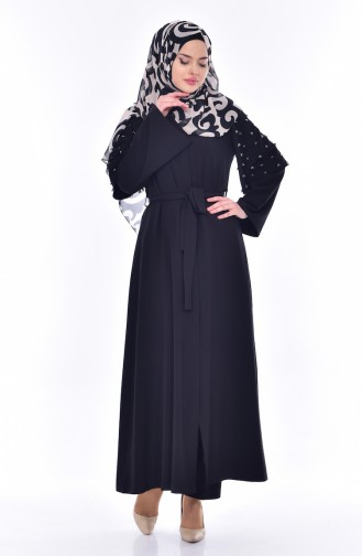 Abaya mit Perlen 35808-01 Schwarz 35808-01