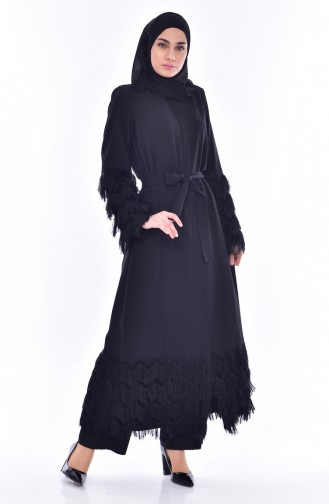 Abaya avec Franges 35809-01 Noir 35809-01