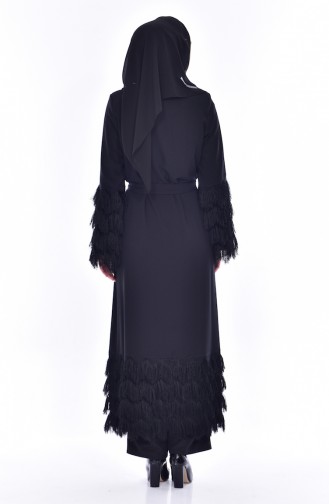 Abaya avec Franges 35809-01 Noir 35809-01