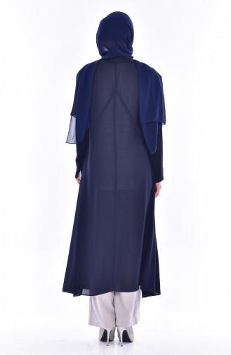 Abaya Col Chemise 35813-02 Bleu Marine 35813-02