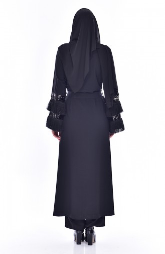 Abaya a Paillette et Franges 35823-01 Noir 35823-01