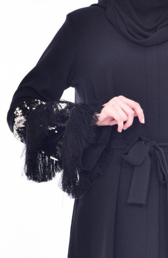 Abaya a Paillette et Franges 35823-01 Noir 35823-01