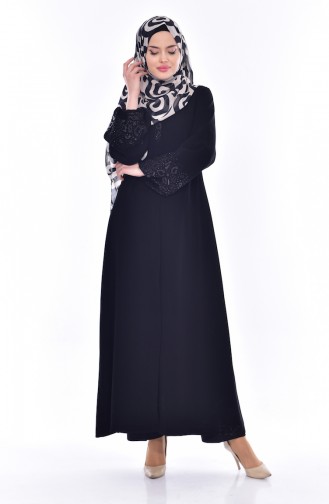 Abaya İmprimée de Pierre 35824-01 Noir 35824-01