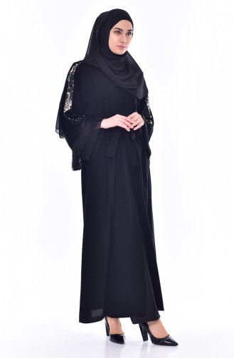 SUKRAN Sequined Tasseled Abaya 35826-01 Black 35826-01