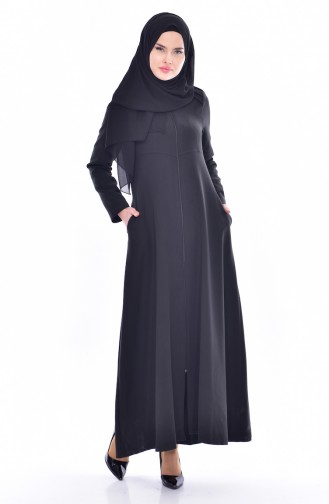 Hijab Mantel mit Reißverschluss 1901-01 Schwarz 1901-01