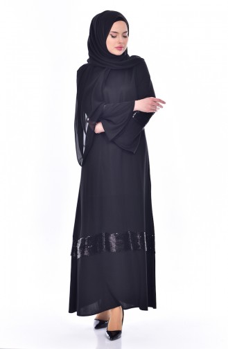 Black Hijab Dress 7848-02
