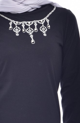 Perlen Kleid mit Stickerei 2922-01 Schwarz 2922-01
