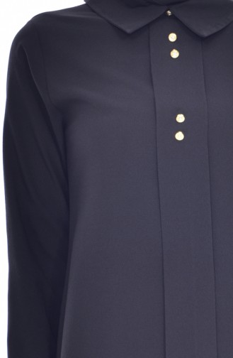 Shirt Collar Pleated Tunic 1162-01 Black 1162-01