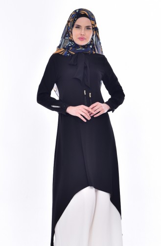 Tie Detailed Tunic 4876-01 Black 4876-01