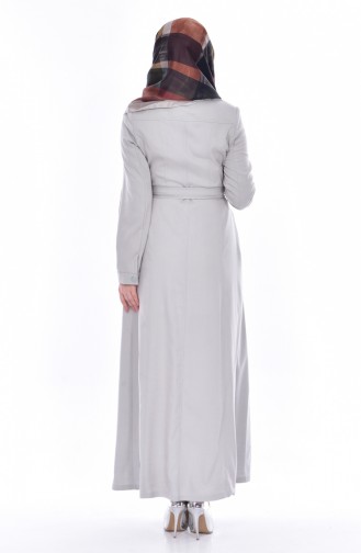Rundhalsausschnitt Hijab Mantel mit Gürtel 9401-01 Wassergrün 9401-01