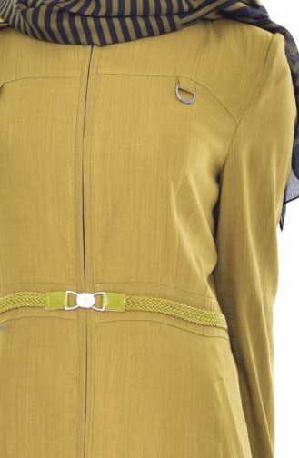 Belt Detailed Overcoat 1501-01 Oil Green 1501-01