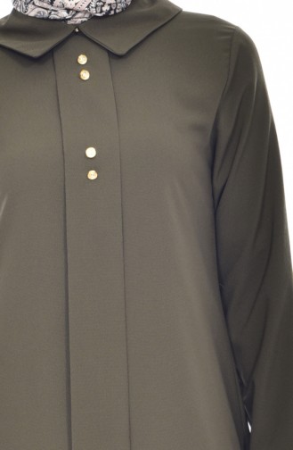 Shirt Collar Pleated Tunic 1162-06 Green 1162-06