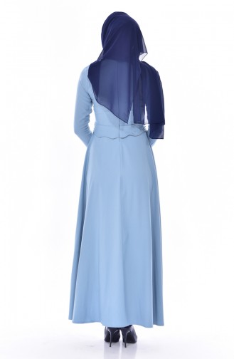 İncili Elbise 8139-02 Açık Mavi